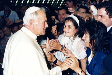 Papst Johannes Paul II mit Seherin